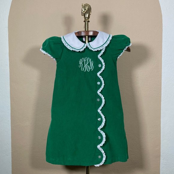 Shrimp & Grits Kids Other - Shrimp & Grits Kids Monogram Girls Corduroy Dress